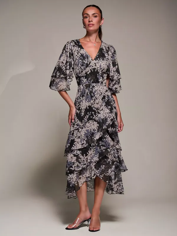 Jolie Moi Frill Trim Mesh Dress