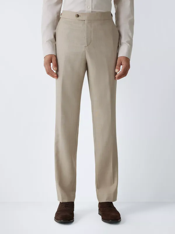 John Lewis Premium Sharkskin Wool Regular Fit Suit Trousers, Neutral