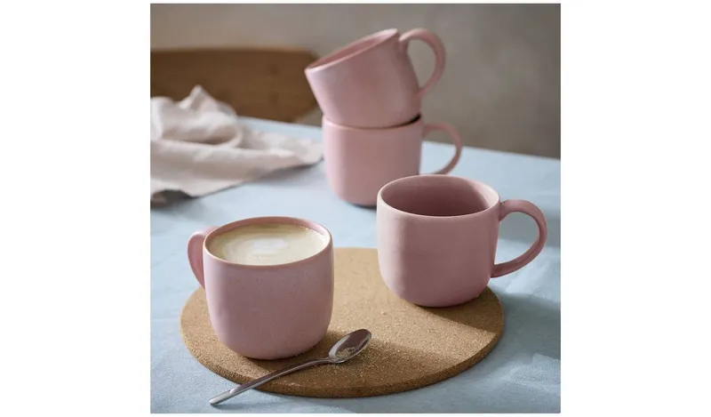 Habitat Set of 4 Reactive Stoneware Mugs - Soft Pink