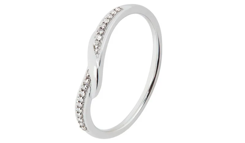 Revere 9ct White Gold Diamond 0.05ct Twist Band Ring