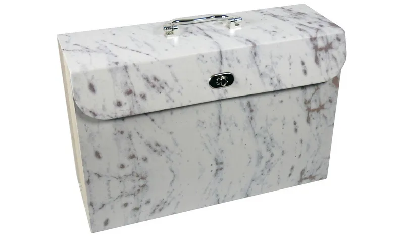 Cathedral A4 Expanding File Box - White & Grey 