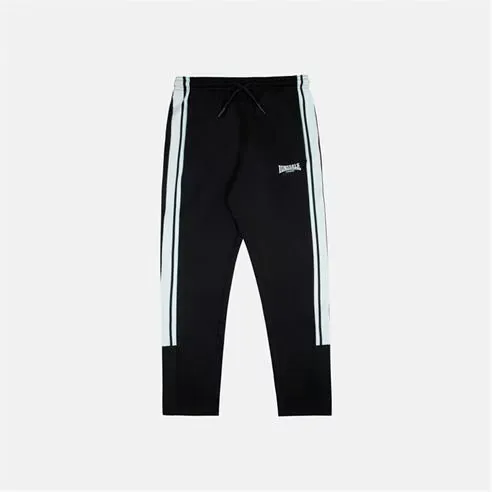 Lonsdale Kids' Poly Stretch Black Open Hem Woven Tracksuit Joggers
