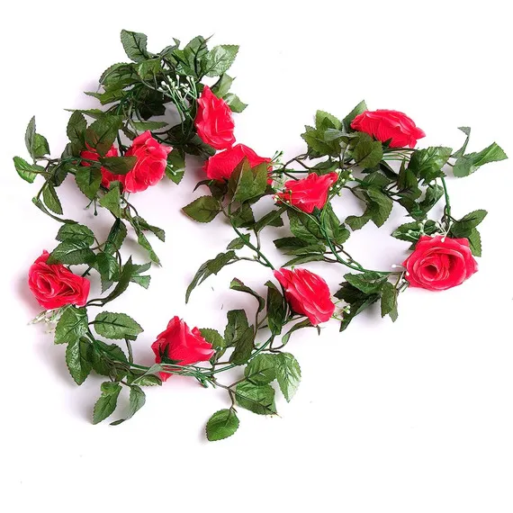 Best Artificial 7ft Pink Silk Rose Garland - Pink