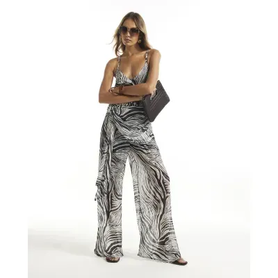 White Zebra Halter Neck Jumpsuit
