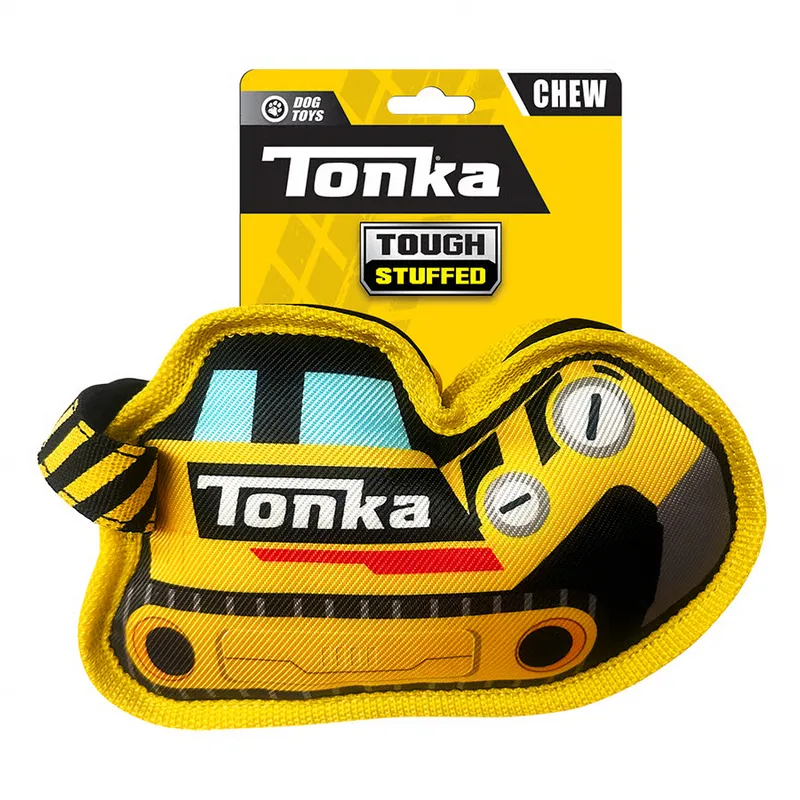 Tonka Squeaky Excavator with Nylon Strap Squeak & Crinkle Dog Toy
