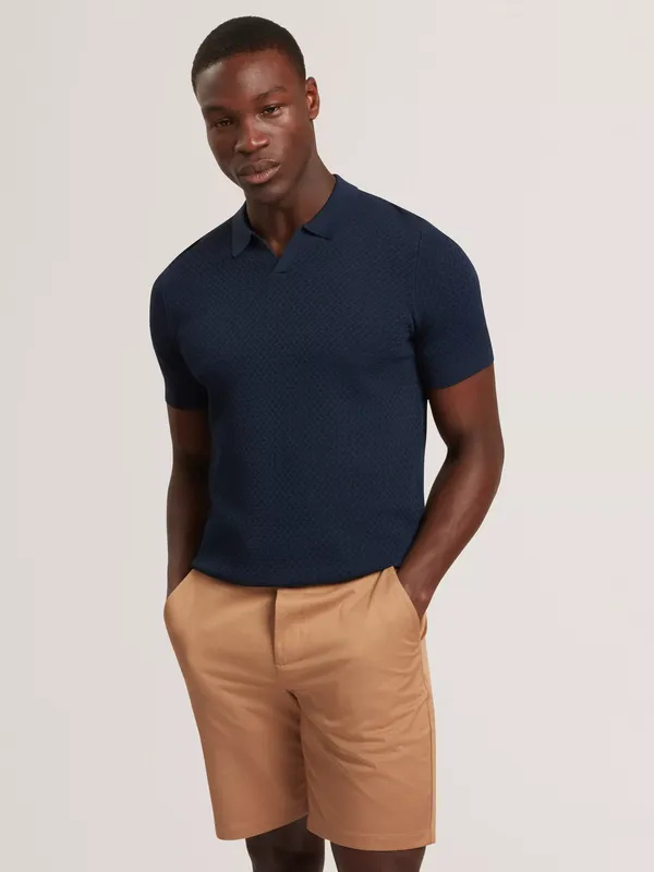 Ted Baker ZigZag Regular Fit Short Sleeve Polo Shirt, Navy