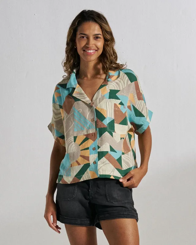 Passenger Clothing Arden Linen Short Sleeve Shirt - Sun Patch Simply Taupe