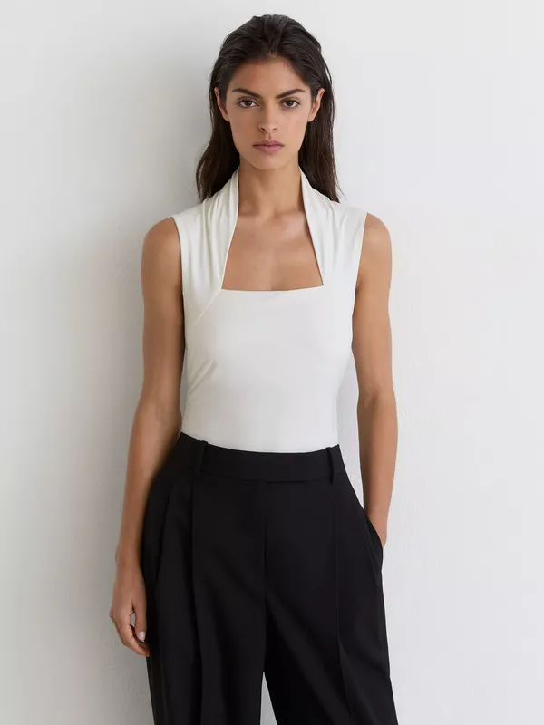 Reiss Harri Square Neack Sleeveless Top, White