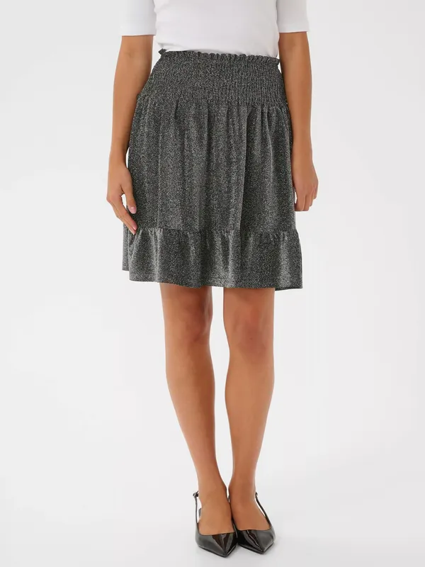 KAFFE Rita Glitter Mini Skirt, Silver