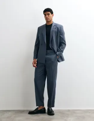 oversized tapered suit trousers in blue check