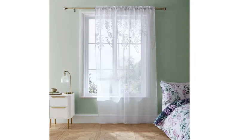 Catherine Lansfield Wisteria Voile - White