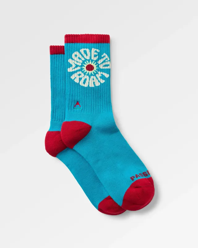 Passenger Clothing Made to Roam Graphic Crew Socks - Ocean Teal