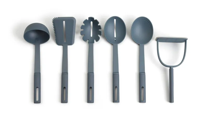 Habitat 6 Piece Utensil Set with Holder - Blue