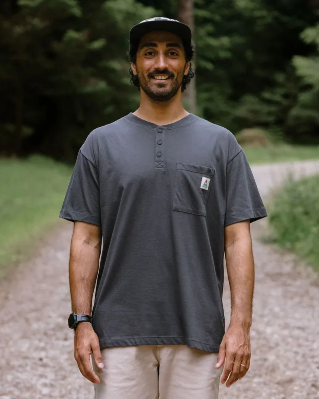 Passenger Clothing Heritage Relaxed Fit Henley T-Shirt - Faded Black