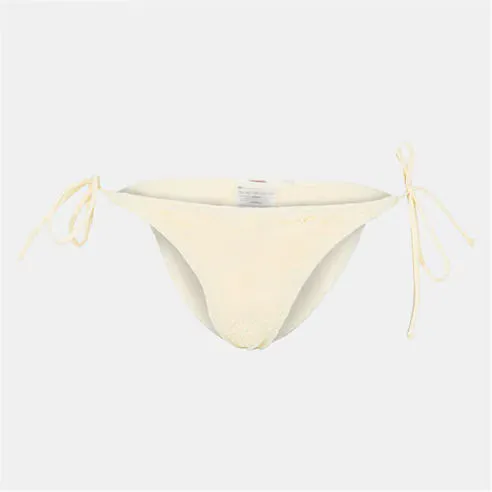 Brave Soul Tie Bikini Bottoms with Crochet Overlay