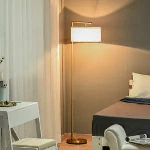 HOMCOM Modern 60 Inch Floor Lamp Linen Shade - White