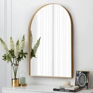 Arch Shaped Metal Frame Explosion-Proof Wall Mirror - Gold