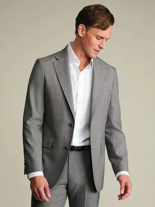 Charles Tyrwhitt Sharkskin Super 120s Wool Slim Fit Suit Jacket, Grey
