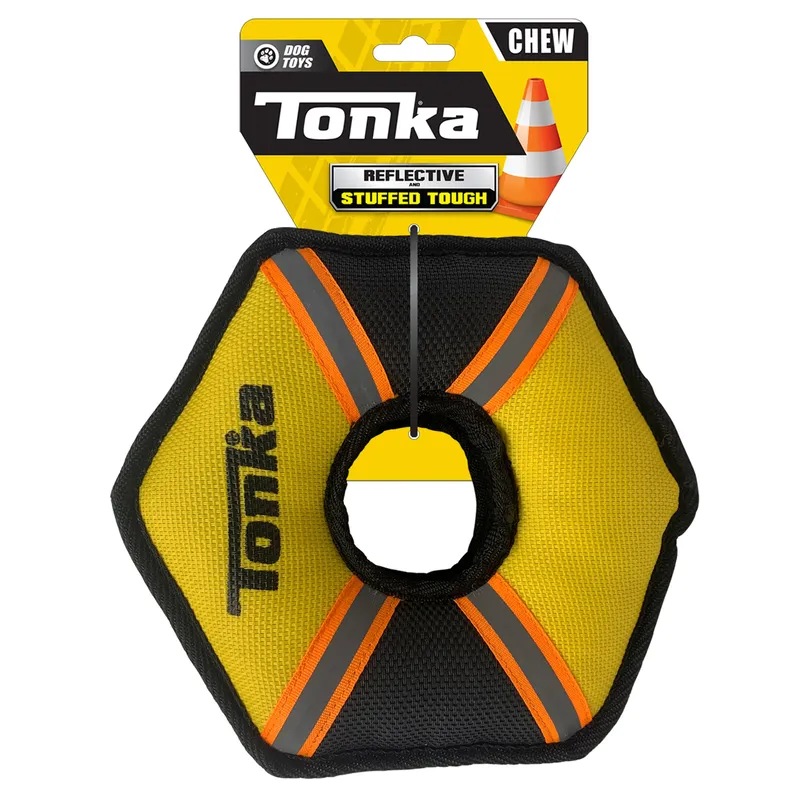 Tonka Poly-Filled Crunch Hex Ring Vinyl Coated Dog Toy