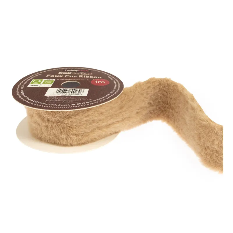 Beige Faux Fur Ribbon 3.5cm x 1m