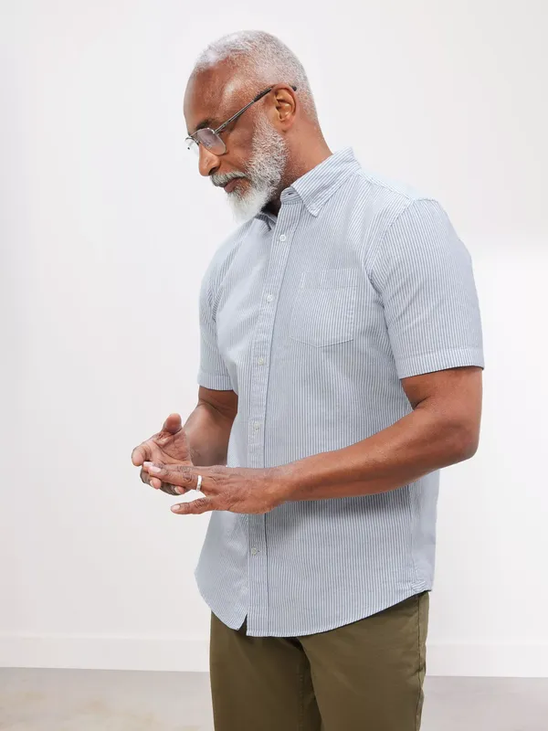 John Lewis Regular Fit Short Sleeve Stripe Shirt