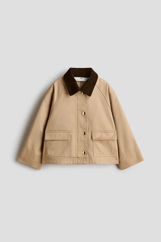 Corduroy-collar utility jacket