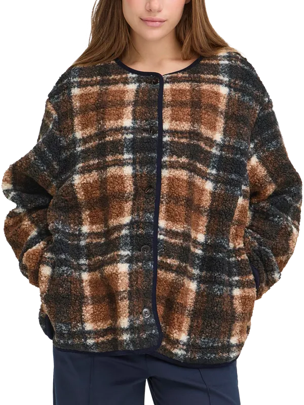 ICHI Kolira Check Jacket, Dark Navy/Multi