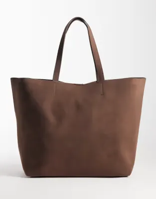 oversized bonded faux suedette tote bag