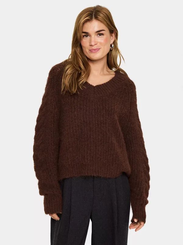 Saint Tropez Manda V-Neck Chunky Knit Jumper