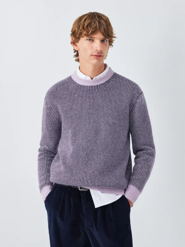 John Lewis Cashmere Crew Neck Waffle Texture Jumper