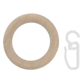 GoodHome Symi Oak effect Natural Curtain ring (Dia)28mm, Pack of 10 Compatibility- 28mm curtain pole