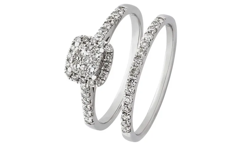 Revere 9ct White Gold 0.50ct tw Diamond Bridal Ring Set