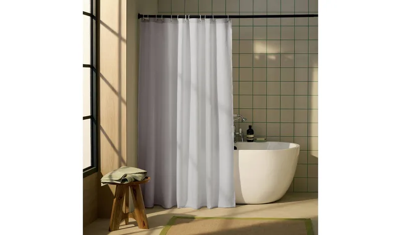Home White Waffle Shower Curtain