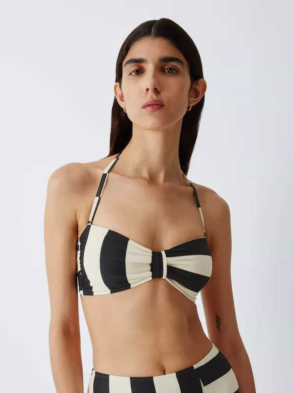 John Lewis Bandeau Bikini Top, Mono Stripe