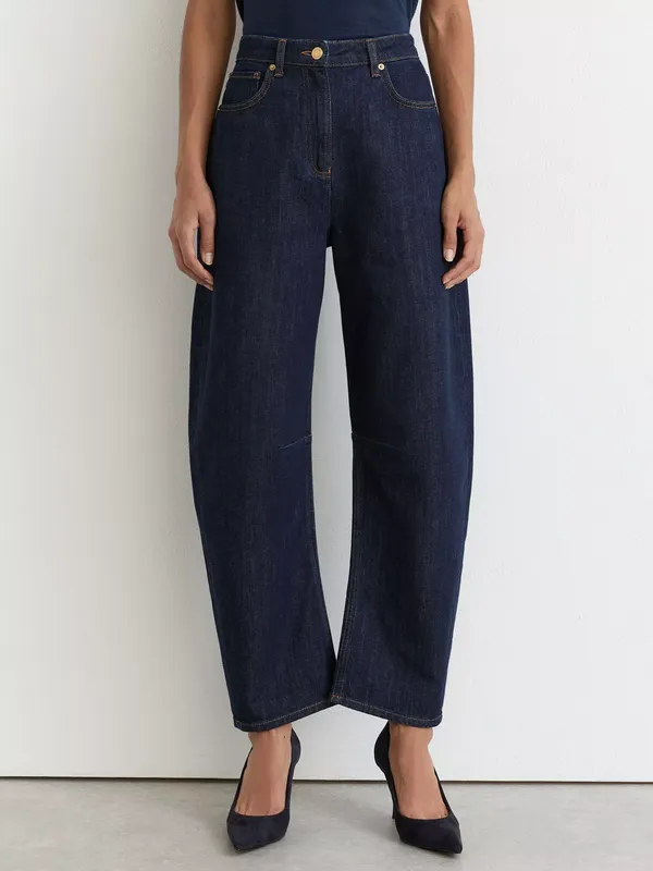 Reiss Levitt Barrel Leg Jeans, Dark Blue