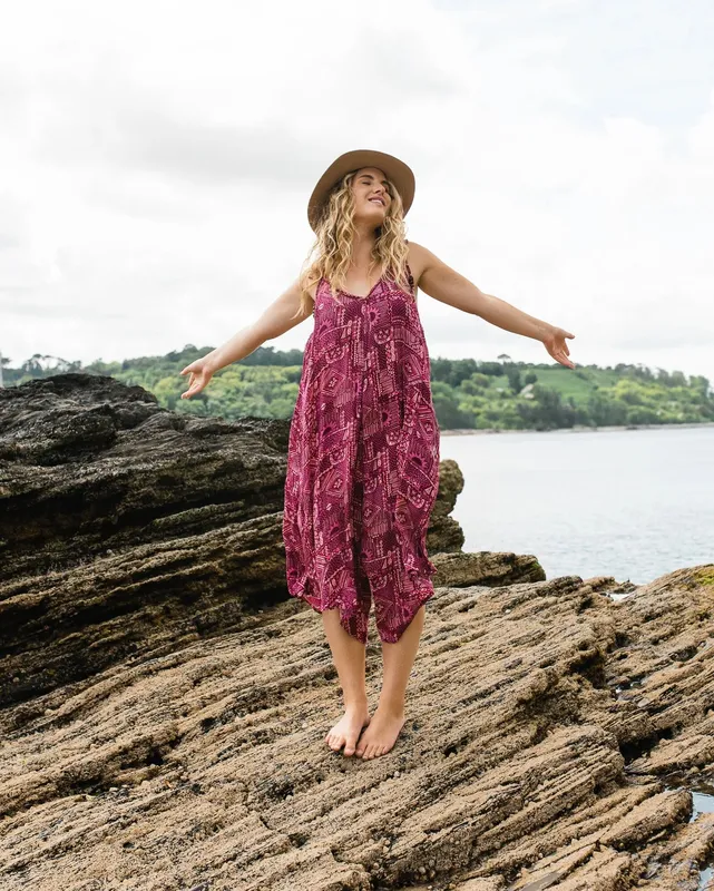 Passenger Clothing Copetín Jumpsuit - Vintage Patchwork Wine