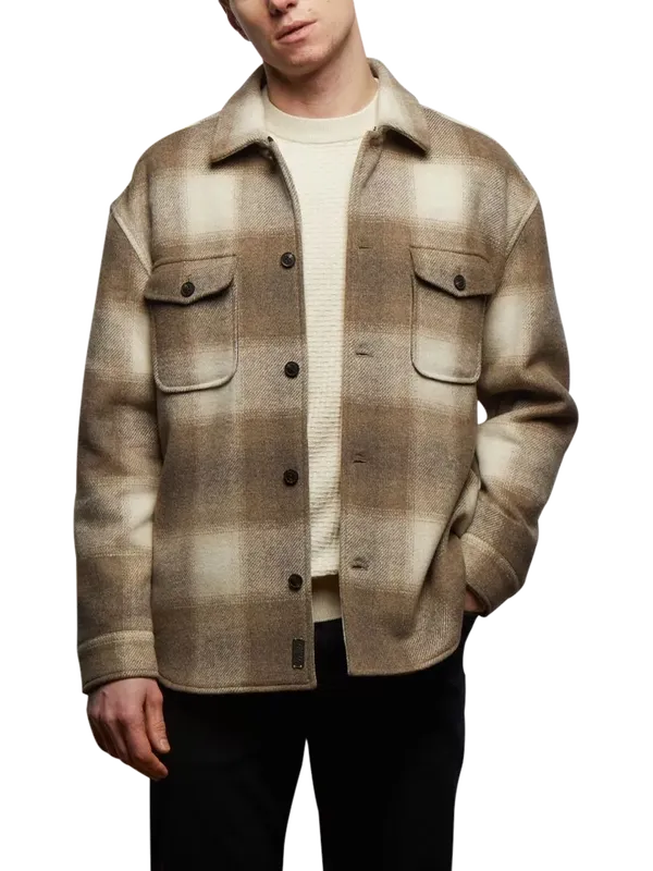 Guards London Welsh Check Overshirt, Stone