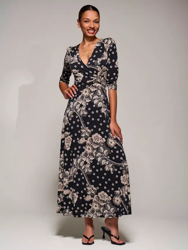 Jolie Moi Ruched Waist Jersey Dress