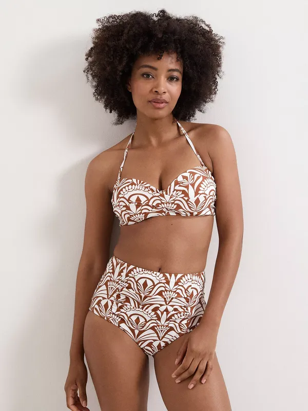 Phase Eight Printed Bikini Bottoms, Brown