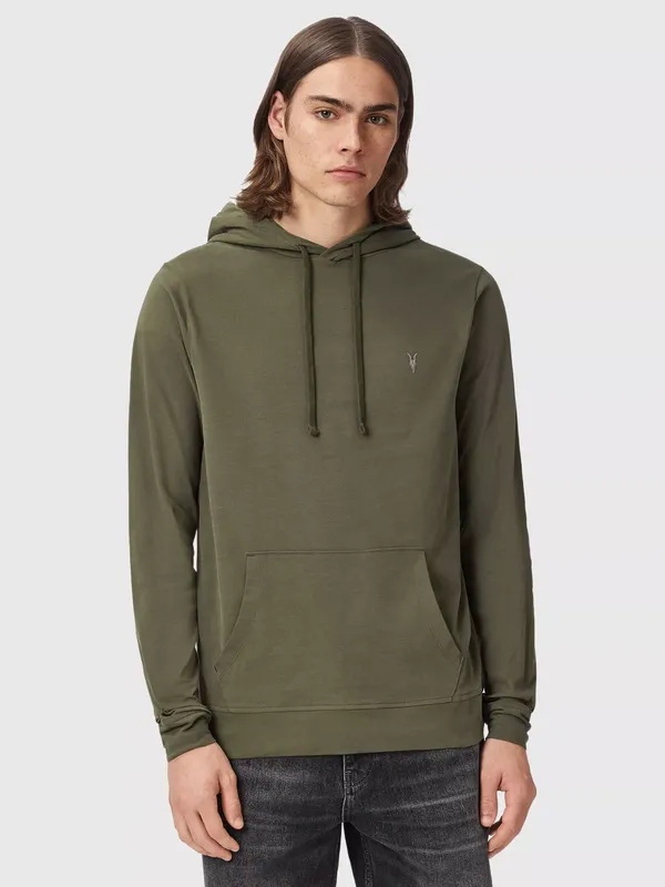 AllSaints Brace Slim Fit Cotton Hoodie, Wild Green