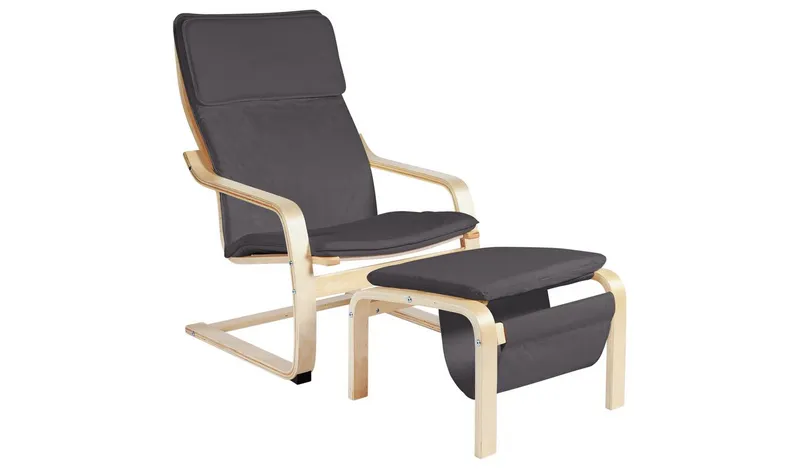 Argos Home Bentwood High Back Chair & Footstool - Charcoal