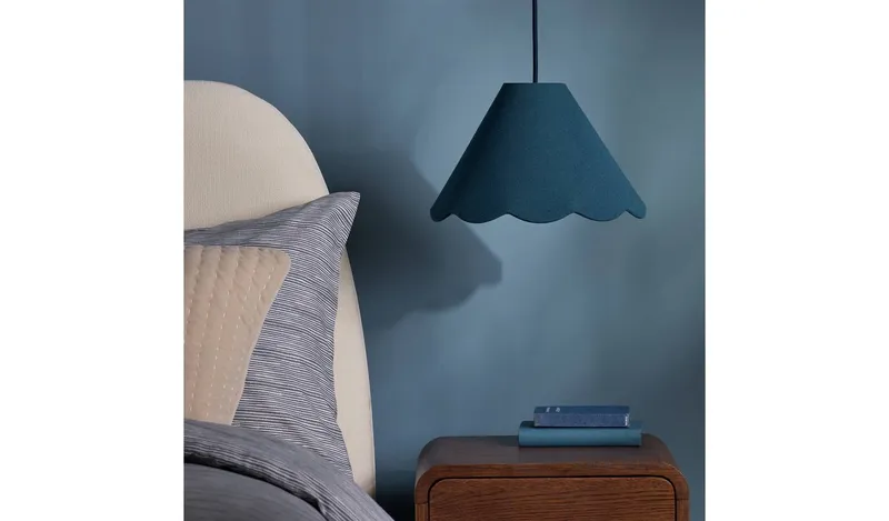 Habitat Scallop Edge Blue Lampshade - 32cm