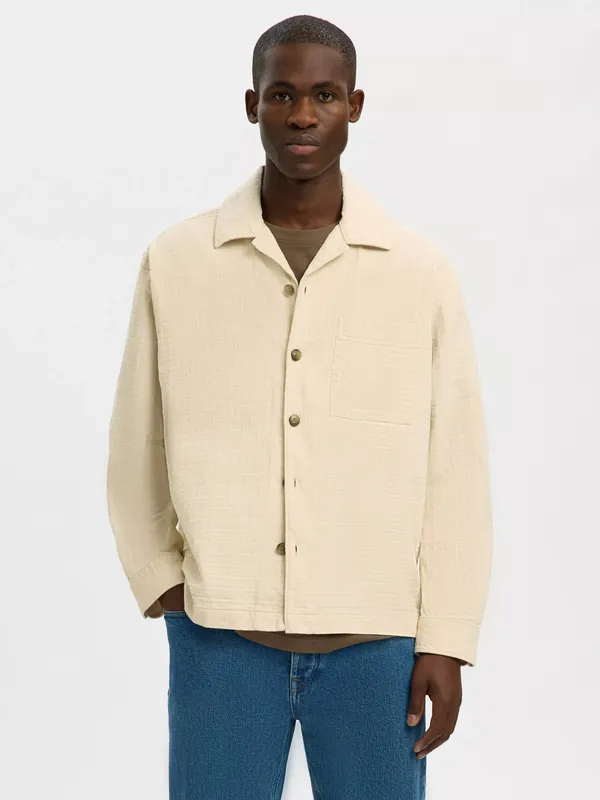 Selected Ray Relaxed Overshirt, Raw Cotton