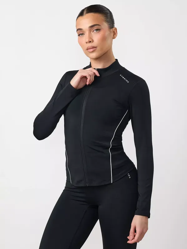 Gym King Knockout Full Zip Funnel Neck Sweatshirt, Black