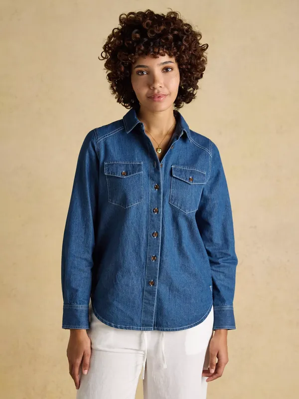 Joules Relaxed Denim Shirt, Blue