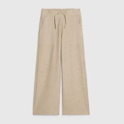 Girls Brown Stripe Wide Leg Trousers