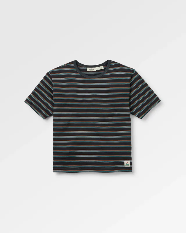 Passenger Clothing Retro Vibes Cotton T-Shirt - Black Multi Stripe