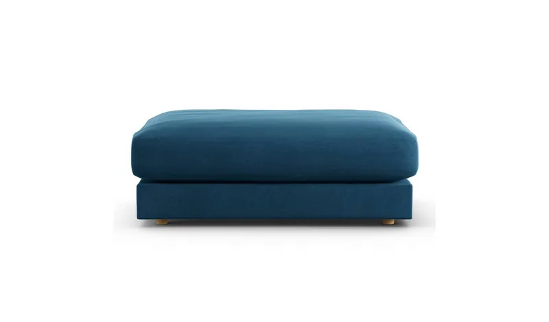 Habitat Ayr Velvet Footstool - Ink Blue
