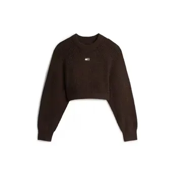 Tommy Jeans Women's Badge Cropped Knitted Crew Neck Jumper