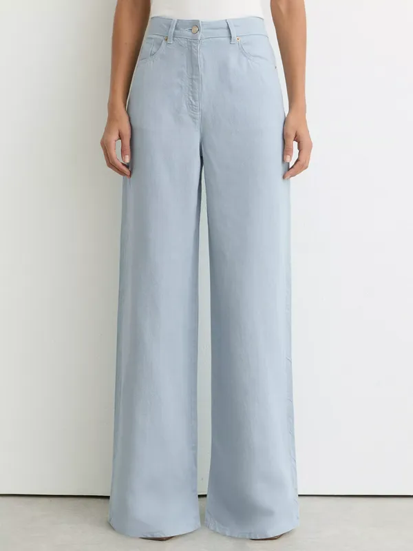 Reiss Petite Carmen Linen Blend Wide Leg Trousers